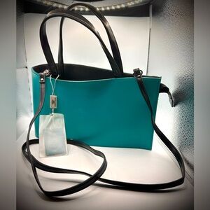 Daniela Moda Cute Mini Shoulder/Handbag Teal blue Genuine Italian Leather, NWOT
